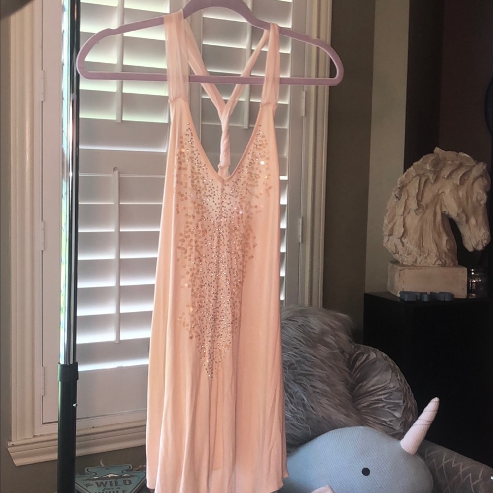 Express dressy twist back top with sparkle details